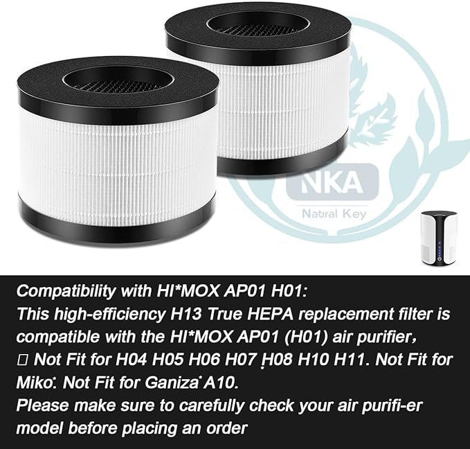 2 Pack of AP01 H13 HEPA Replacement Filter Only Compatible with HI*MOX AP01(H01) Air Purifier, High-Efficiency 3-Stage Filtration for AP01 Replacement Filter【Not Fit for Ganiza A10】