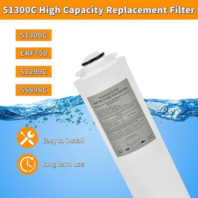 51300C Filters, Replacement for Elkay EWF3000 51300C Filter By NSF/ANSI 42 Certified, Compatible With Ezh2o Filter Replacement Bottle Stations, 3000 Gallon High Capacity 2 Packs (No Chip)