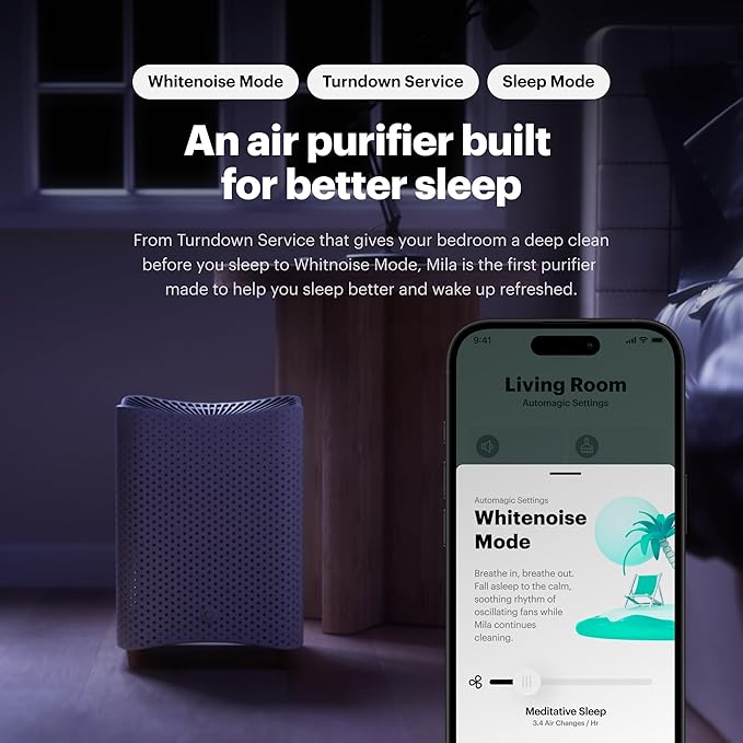 Mila Air 3 Smart Home Air Purifier with Critter Cuddler H13 HEPA & Carbon Replacement Filter, Reduces Pet Odors, Removes Dust & Pet Dander, Ideal for Large Room or Bedroom, Quiet-Mode