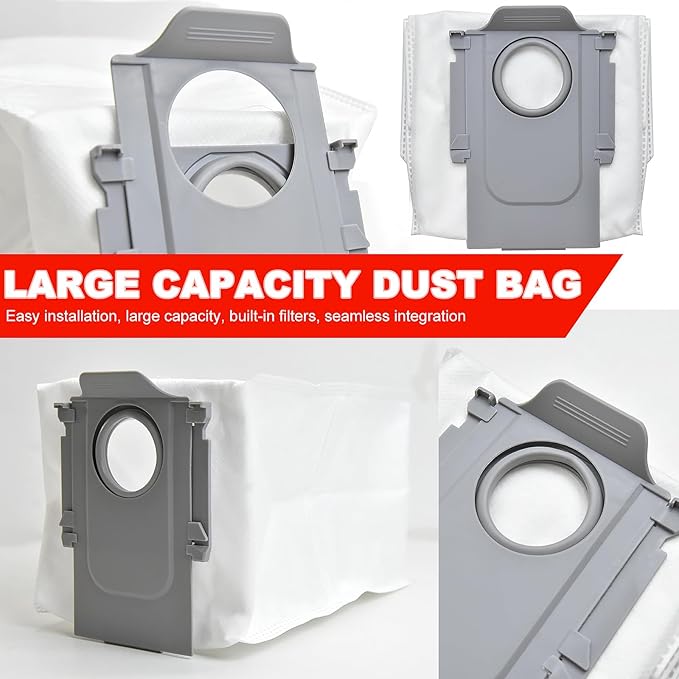 Accessories Replacement Parts Compatible with Roborock Saros 10 Robot Vacuum Cleaner, 4 Rubber Main Brush, 2 Edge-Hugging mop pad，6 Filters, 6 Dust Bags, 6 Mop Pads, 6 Side Brushes