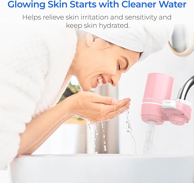Waterdrop Sink Filter Water Faucet for Skin Care, Bathroom Faucet Filter, 320 Gallons, NSF Certified Water Purifier, 0.01μm Ultra-Filtration System, Reduces Chlorine Lead-Free Material, 1 Filter Pink