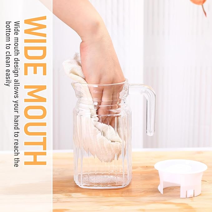 Gejoy 4 Pieces 17 oz Glass Pitcher with Lid Fridge Juice Glass Water Pitcher Beverage Drink Containers Jug for Fridge Iced Tea Lemonade Milk Cocktails Cold