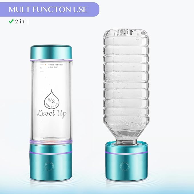 LevelUpWay 2025 Hydrogen Water Bottle Generator – Up to 2500 PPB Pure Hydrogen Water – Dual Chamber SPE PEM Technology – Blue – Enhanced Hydration Solution