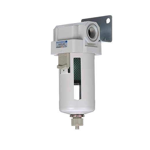 PneumaticPlus SAFM400-N04B Compressed Air Coalescing Filter, 0.1 Micron, 1/2" NPT - Poly Bowl, Manual Drain, Bracket