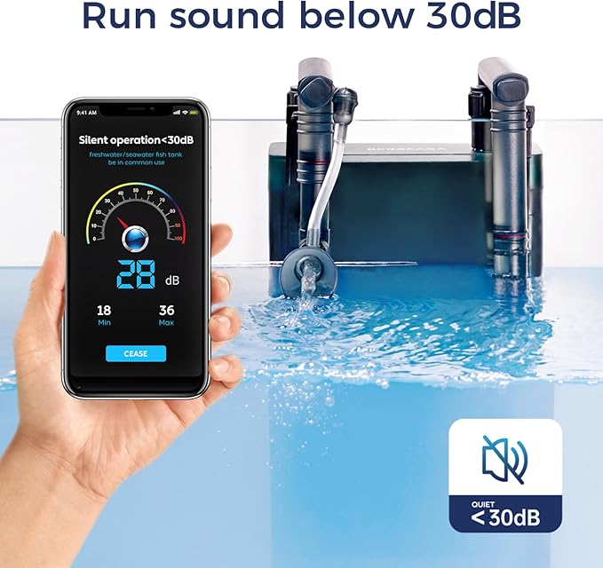 180GPH Hand on Filter for Aquariums，20-40 Gallon，Silent Multi-Stage Filtration for Fish Tank，Or Ultra-Low Water Level Turtle Tank，Increase Water Flow and Oxygen Power Filter