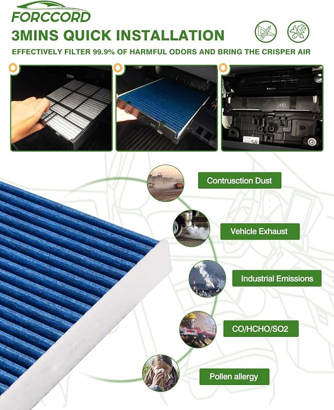 2-Pack HEPA Cabin Air Filter Fits for Cruze Malibu Sonic Spark Trax Volt Orlando LaCrosse Encore Activated Carbon Cabin Filter Replacement for CF10775 Accessories