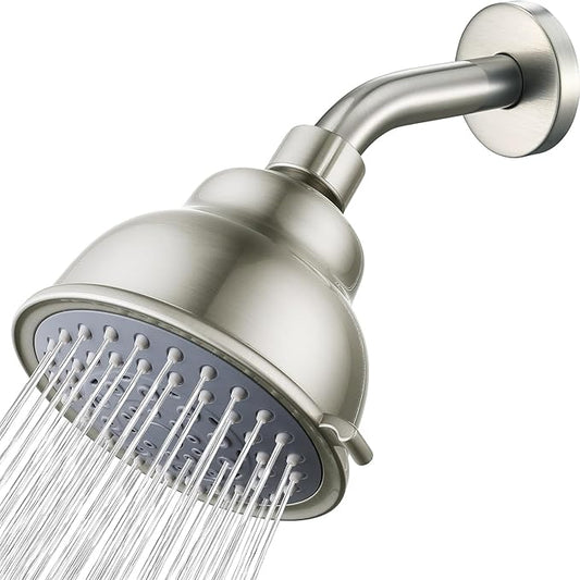 Voolan High Pressure Shower Head with Shower Arm - 5 Function Rain Shower Head - Comfortable Shower Experience Even at Low Water Flow - Brushed Nickel