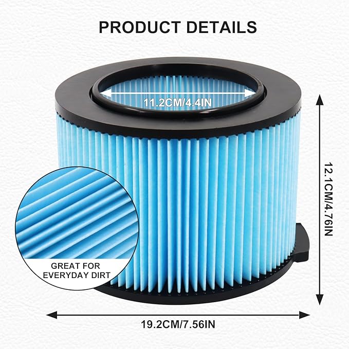 4 Pack VF3500 Replacement Filter for Shop Vacuum 3-4.5 Gallon Wet Dry Vacuums, 3-Layer Filters for WD4050, WD3050, WD4080, WD4522, 4000RV, 4500RV