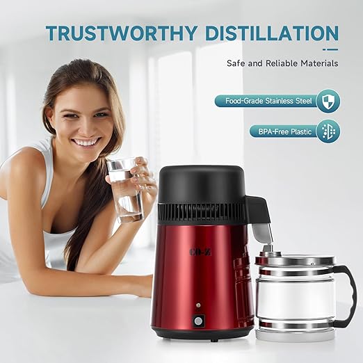 CO-Z Water Distiller, Stainless Steel Distilling Pure Water Machine for Home Countertop Table Desktop, 4L Distilled Water Making Machine, 4 Liter Water Purifier to Make Clean Water for Home