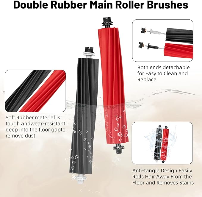 28 Pack Accessories Compatible with Roborock Q5 Pro/Q5 Pro+,Q8 Max/Q8 Max+ Vacuum Robot,Parts Include:2 Dual Roller Brush,6 Side Brush,4 HEPA Filter,8 Mop Cloth,6 Dust Bag,1 Cleaning Tool&1 Screwdrive