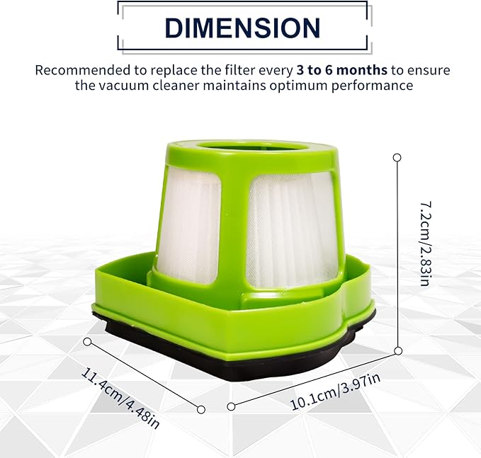 KEEPOW Pet Hair Eraser Vacuum Filter Replacement Fit for Bissell 1782 Pet Hair Eraser Cordless Hand and Car Vacuum, Replace Part# 1608653/1608654, 2 Pack