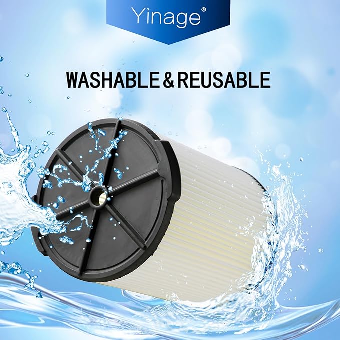 VF4000 Replacement Filter for 72947 Wet Dry Vac 5 to 20-Gallon 6-9 Gal Husky Craftsman 17816 Vacuum Compatible WD5500 WD0671 RV2400A RV2600B Washable & Reusable Replace VF4000 Filter (2 Pcs)