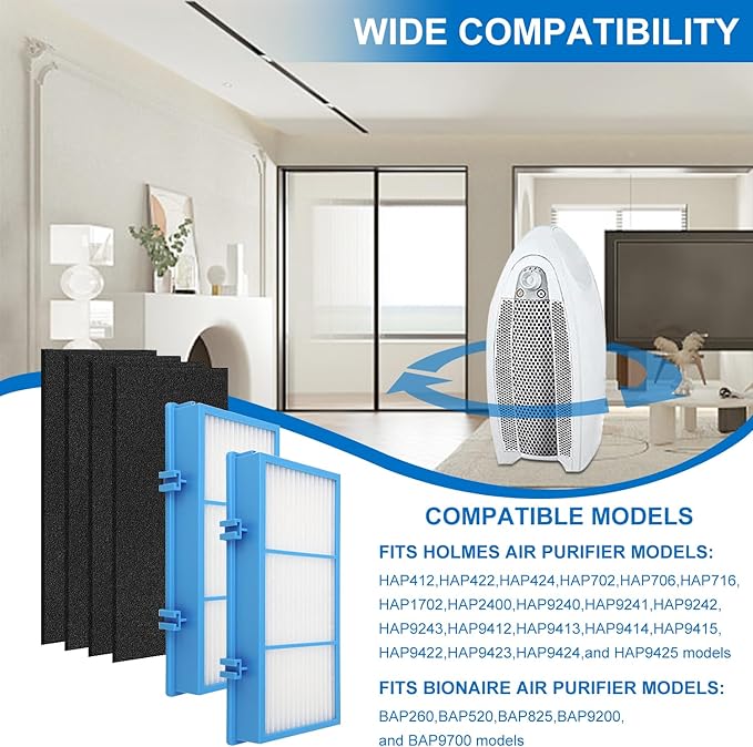 HAPF30AT Filter for Holmes AER1 Type Total Air Puri-fi-er, Compatible with Holmes HAPF30AT and HAP242-NUC, 4 + 10 Carbon Booster Filters