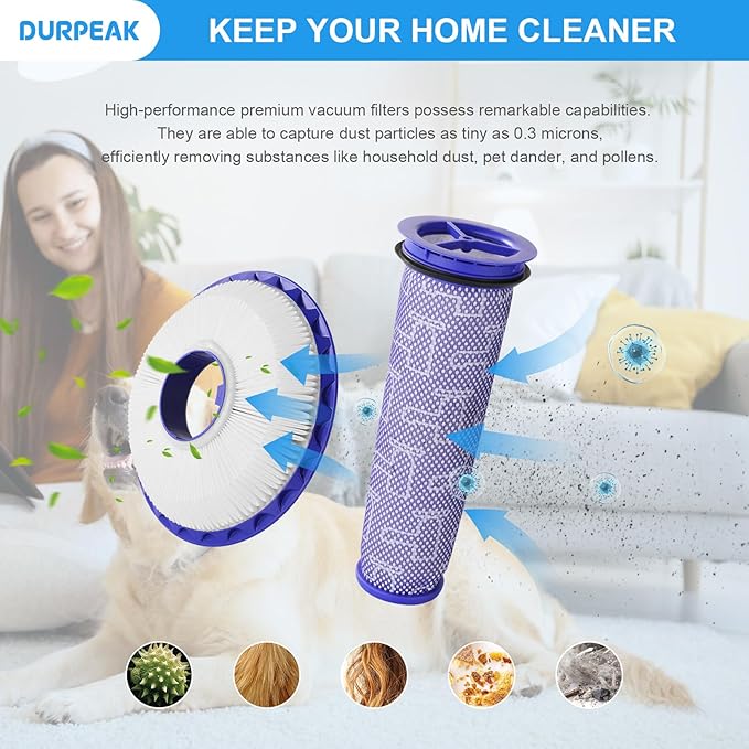 Replacement Filters for Dyson DC41, DC65, DC66, UP13, UP20, UP30, 2 Post-Motor Filters and 2 Pre-Motor Filters for Dyson Ball Animal 2, Ball Animal 3 Vacuum, Replaces Parts# 920769-01 & 920640-01