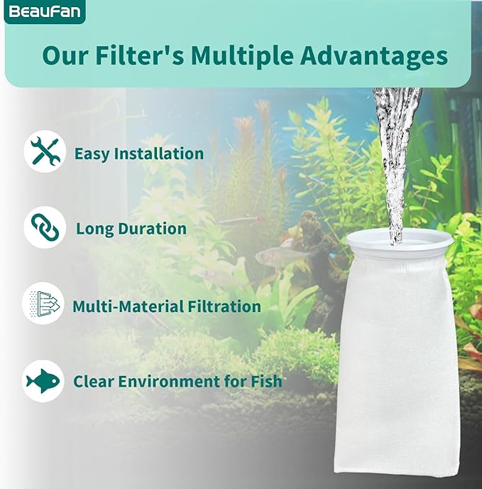 20 Pack 4 Inch Ring Felt Filter Socks 200 μm Compatible with Waterbox Marine X 60.2, 90.3, and 110.4, Aquarium Filter Bags for Saltwater, 4 Inch Ring by 10.4 Inch Long