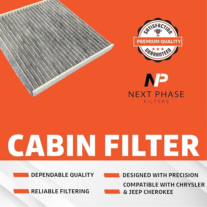 Carbon Cabin Air Filter Replacement - Pack of 1 - Made in USA - Compatible with 2015-2017 Chrysler 200 2.4L & 3.6L, 2014-2018 Jeep Cherokee 2.4L & 3.2L - Replaces 68223044AA