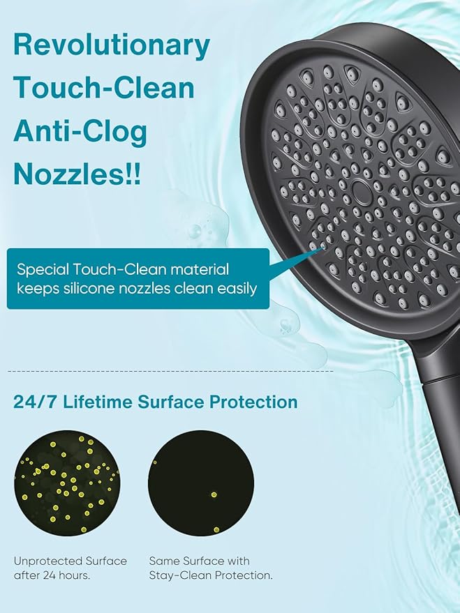 Cobbe Filtered Shower Head with Handheld, High Pressure 6 Spray Mode Showerhead with Filters, Water Softener Filters Beads for Hard Water - Remove Chlorine - Black