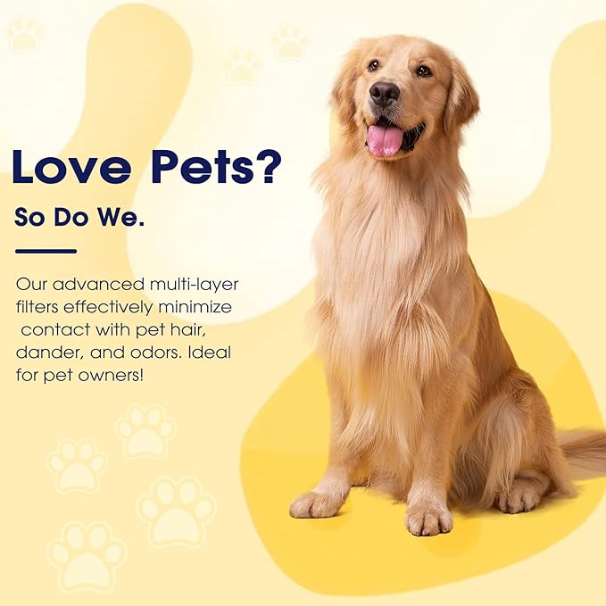 25 Pet Replacement Filter Compatible with MA Series Air Purifier 25 S1/W1/B1,3 in 1 Stage with Pre-filter,High-Efficiency Core Layer,and Activated Carbon,4-Pack