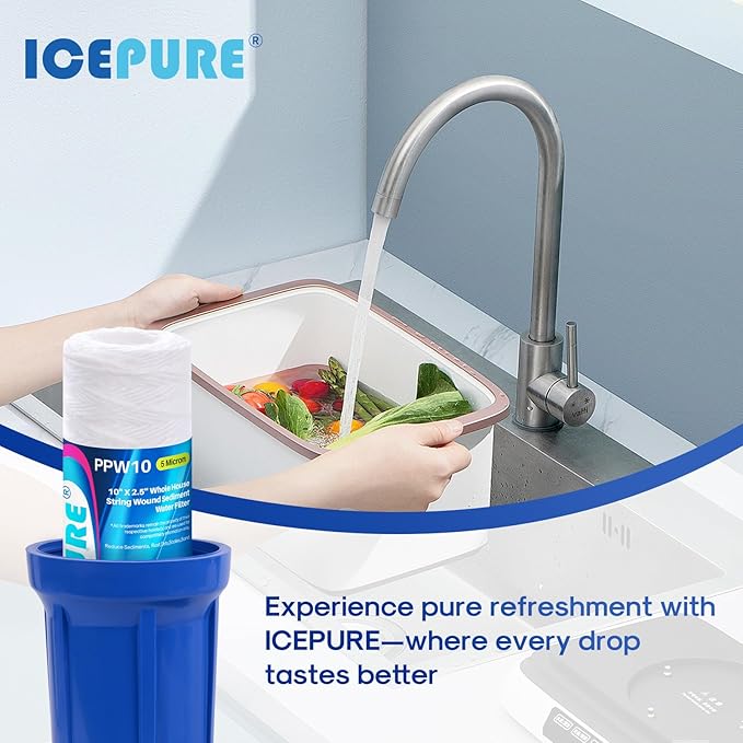 5 Micron 10" x 2.5" String Wound Sediment Water Filter Cartridge for Well filter Universal Replacement for Any 10 inch RO Unit, WP-5, Aqua-Pure AP110, CFS110, Culligan P5, WFPFC4002, WP-5, CW-MF,4PACK