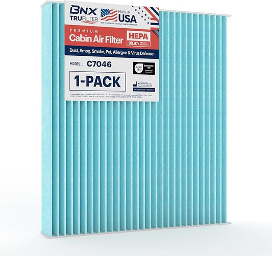 BNX TruFilter C7046 Cabin Air Filter, HEPA 99.97%, MADE IN USA, Compatible With BMW: Z4