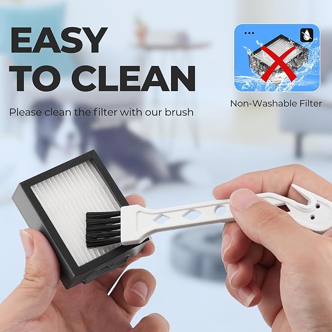 Filter Replacement for Roomba E I & J Series i7 i7+/plus i3 i3+ E5 E6 E7 i4 i6 i6+ i8 i8+ Vacuum Cleaners Parts, 12 Pack 4639161 High Efficiency Filters + 1 Cleaning Brush