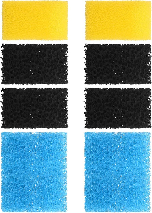 Replacement Aquarium Filter Sponge, Fish Tank Filter Replacement Parts, Including 2 x Coarse Sponge, 2 x Fine Sponge & 4 x Carbonized Sponge, for 40-150 Gal