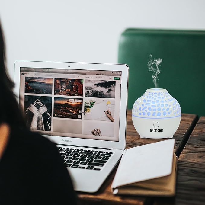 2 Pack Essential Oil Diffuser,Mini Portable Aromatherapy Diffusers,60ml Cool Mist Humidifier with USB 7 LED Light Color,Waterless Auto Shut-Off for Gift Home Office Room