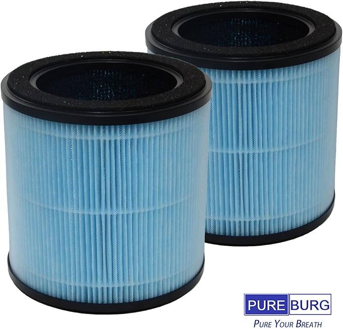 PUREBURG Replacement Filter Compatible with Homvana H201 & TEC.Bean JH50G-M Air Purifiers 2-Pack H13 HEPA Activated Carbon 2-IN-1 3-Stage Filtration Air Clean Dust VOCs