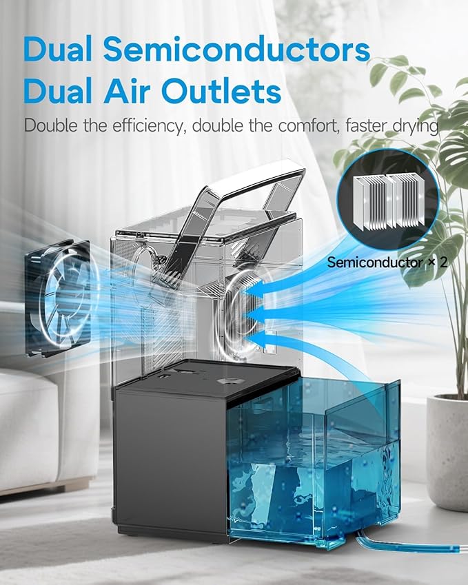 Small Dehumidifier with Drain Hose, Portable Dehumidifier for Bathroom, 118oz Dehumidifiers for Home 800 sq ft with 7 Colorful Light, Quiet Dehumidifiers for Bedroom RV Closet Basement
