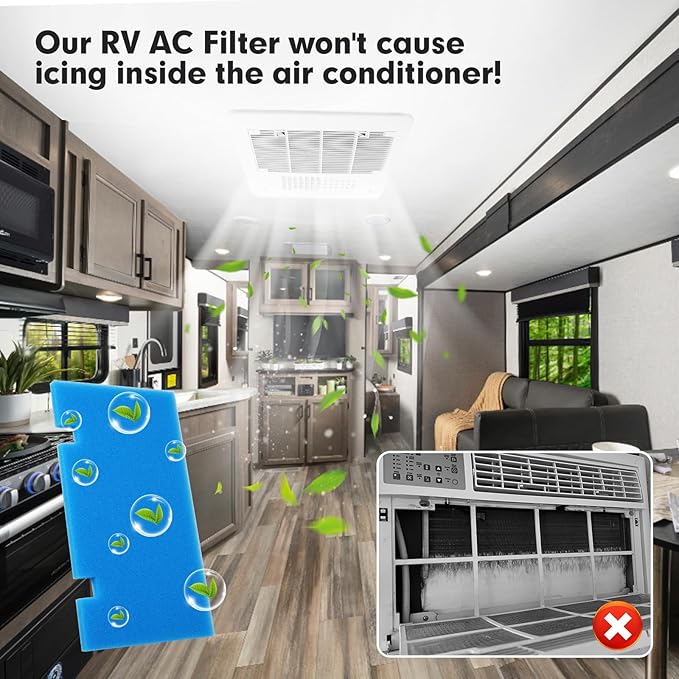 6-PCS RV Air Conditioner Filter RV AC Replacement RV Air Filters 3313107.103,3105012.003 Filters For Dometic Air Grille 14" x 7.5" MERV 6 Air Filters Reusable and Washable