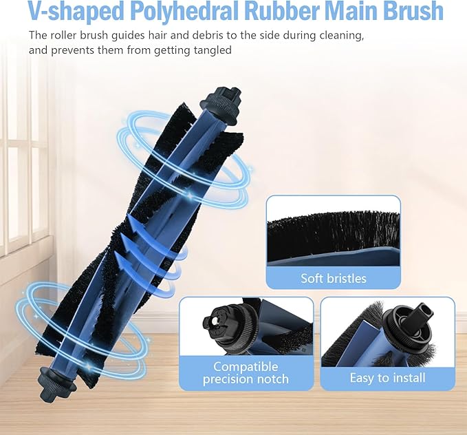 26 Pcs Accessories Kit for Eufy Omni C20 Vacuum Cleaner,Replacement Parts: 2 Main Brushes, 6 Side Brushes, 4 HEPA Filters, 4 Dust Bags, 8 Mop Pads, 2 Tools