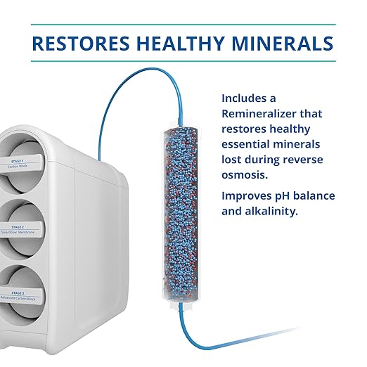 Aquasana SmartFlow® Reverse Osmosis Water Filter | RO Under Sink System | WQA Certified up to 99.99% of 90 contaminants Including Fluoride, PFAS, Arsenic, Lead, and Chlorine | Brushed Nickel Faucet