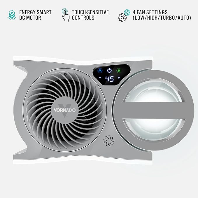 Vornado EVDC300 Energy Smart Evaporative Humidifier with Automatic Shut-off, 1 Gallon Capacity, LED Display, White