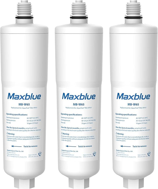 Maxblue Scale Inhibitor Water Filter Replacement for Aqua-Pure® System AP431, Aqua-Pure® AP430SS Whole House Scale Inhibition Inline Water System, Pack of 3