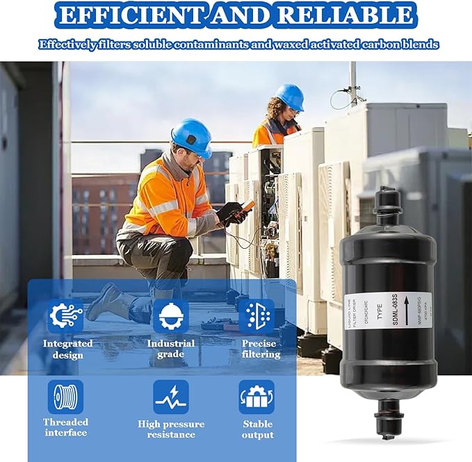 BOJACK Single Flow Refrigerant Filter Dryer Liquid Line SDML-083S 3/8" Sweat filter dryer for refrigeration for HFC CFC HCFC Straight Cool Air Conditioners from 1 to 5 Tons