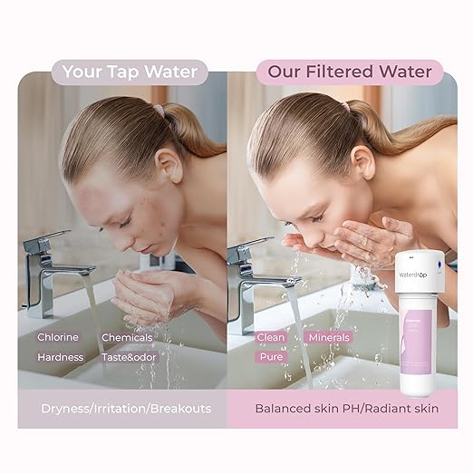 Waterdrop Water Filter for Bathroom for Face Care, Reduces Chlorine, Scale in Water, Reduces Skin Redness and Irritation, 4-Stage Filtration, WD-BFU2, for Cold Water Supply Only