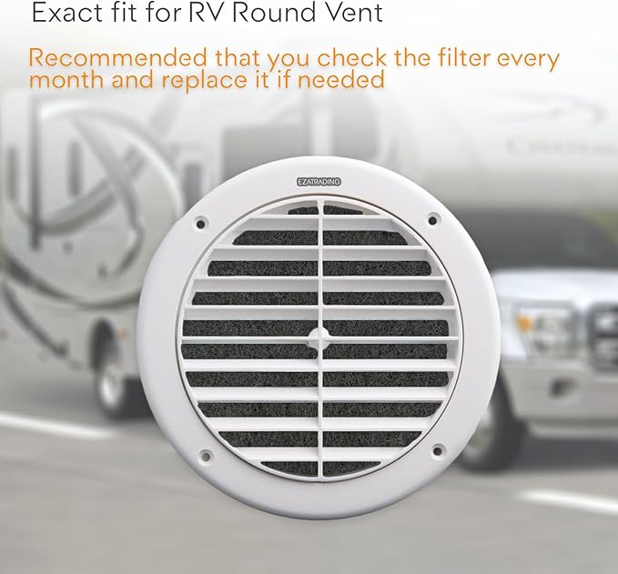 RV Premium Charcoal Activated Carbon Fiber Air Conditioner Filter - Air Duct AC Carbon Filter Replacement for RV AC Vent (8 Pack, 5.25" Round)