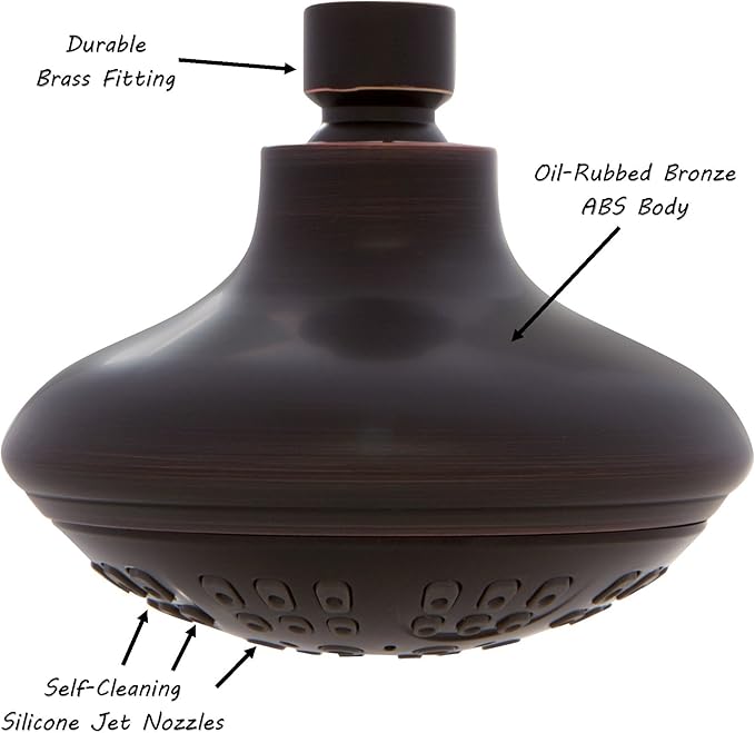 6 Function Adjustable Luxury Shower Head - High Pressure Boosting, Wall Mount, Bathroom Showerhead For Low Flow Showers, 1.8 GPM - Oil-Rubbed Bronze & California Certified