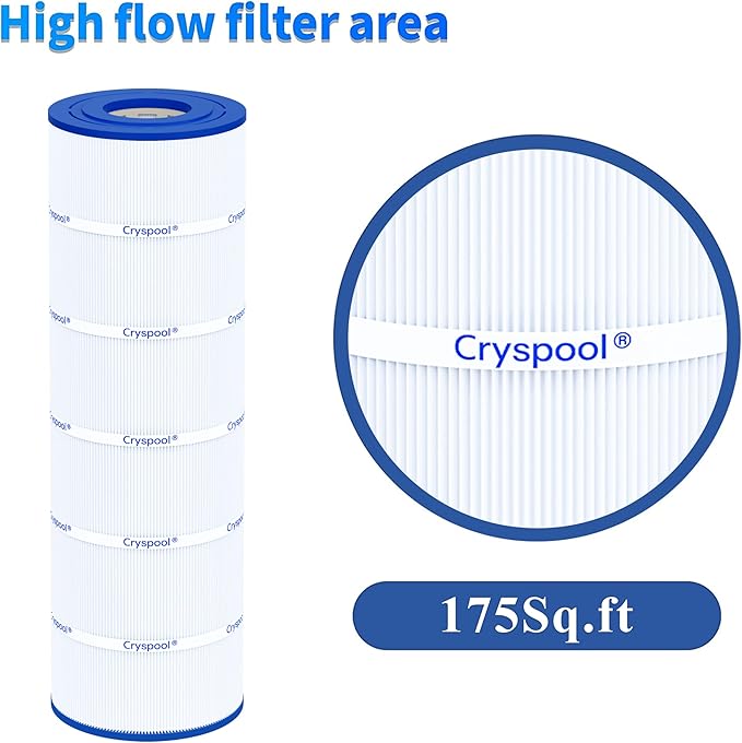Cryspool® 08060 Filter Compatible with CX1750RE, C1750, C1750E, C1900RE, PA175, C-8417, FC-1294, 817-0175P, 175 Sq. Ft Pool Filter Cartridge, 1 Pack