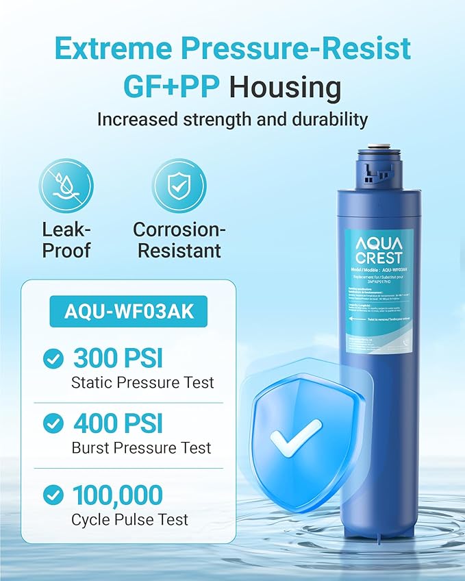 AQUA CREST W03AK Whole House Water Filter, Well Water Filter Replacement for Aqua-Pure® AP917HD, Compatible with 3M® Aqua-Pure® AP903 System, 10000 Gallons, Reduces Sediment, Chlorine Taste and Odor