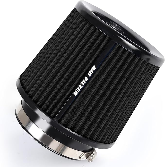 4 Inches Cold Air Intake Filter 3" or 3.5" or 4" High Performance Washable Clamp-On Replacement Cone Air Filter 3 in 1 Size Black