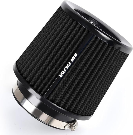 4 Inches Cold Air Intake Filter 3" or 3.5" or 4" High Performance Washable Clamp-On Replacement Cone Air Filter 3 in 1 Size Black