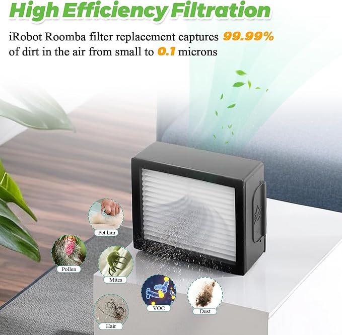12Pack Filters Replacement for iRobot Roomba E I & J Series Combo E5 E6 E7 i3 i3+ i4 i4+ i5 i5+ i6 i6+ i7 i7+ i8 i8+ J5 J6 J8 Vacuum Cleaner-12 x High Efficiency Filters 4639161,1 x Brush by Techecook
