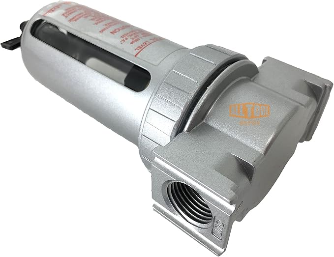 1/4" NPT Mini Particulate Filter/Water Trap For Air Compressor Compressed Air Lines, 5u With Poly Bowl And Metal Bowl Guard (MANUAL DRAIN)