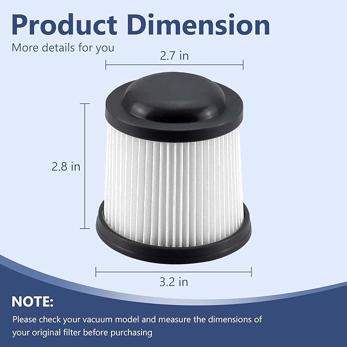 PVF110 Filter Replacement for Black and Decker Handheld Pivot Vacuums PHV1810, PHV1210, PHV1410, BDH2000PL, BDH2020FLFH, BDH1620FLFH, Part # 90552433, Washable Hand Vac Filters, 6 Pack