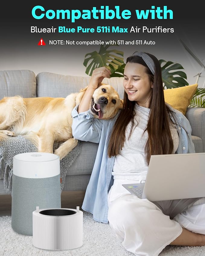 Leemone 511i Max SmokeBlock Filter Replacement Compatible with Blue Pure 511i Max Air Puri-fier, Blue Pure F5MAX, 2 Pack