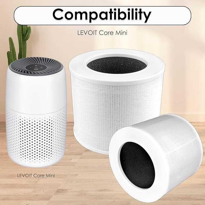 3 Pack Core Mini Replacement HEPA Filters for LEVOIT Core Mini Air Purifier, Core Mini H13 True Filter, 3-in-1 Filter, Activated Carbon Filters, Compared to Part # Core Mini-RF