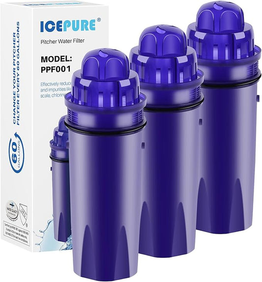 ICEPURE PPF001 Pitcher Water Filter Replacement for Pur CRF950Z, PPF951K, PPT700W, CR-1100C, DS-1800Z, CR-6000C, PPT711W, PPT711, PPT710W, PPT111W, PPT111R Pitchers and Dispensers,3PACK