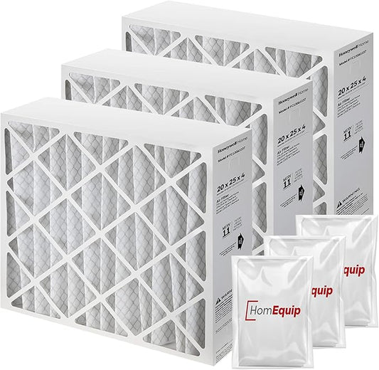 Furnace Filters FC100A1037 - HVAC 20x25x4 Air Filter Replacement Merv 11 with Homequip Easy Disposal Bag (3 Pack)