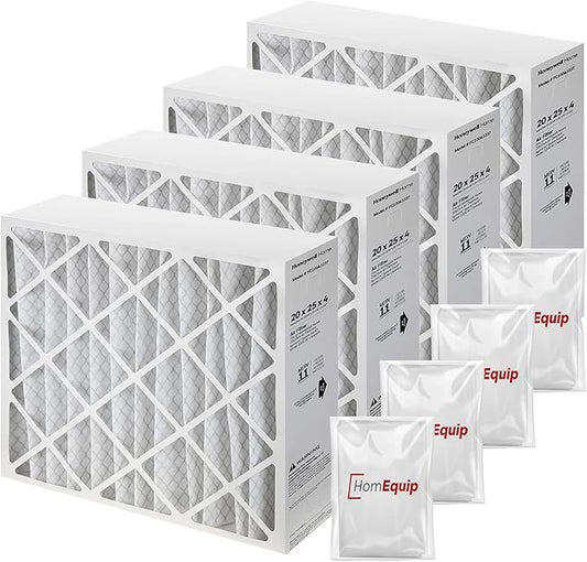 Furnace Filters FC100A1037 - HVAC 20x25x4 Air Filter Replacement Merv 11 with Homequip Easy Disposal Bag (4 Pack)